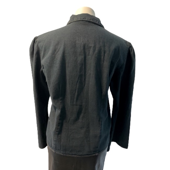 Billblass Vintage Inspired 1970’s Denim Lace Bell Sleeve Leather Tie Shirt - Picture 2 of 6